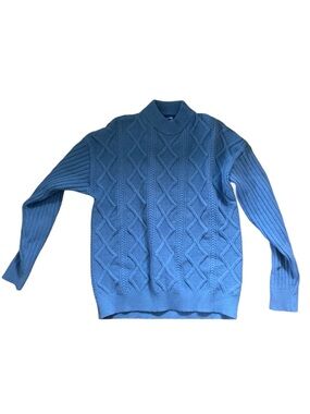 Aelfric Eden Men's Textured Cable Crewneck Sweater - Blue